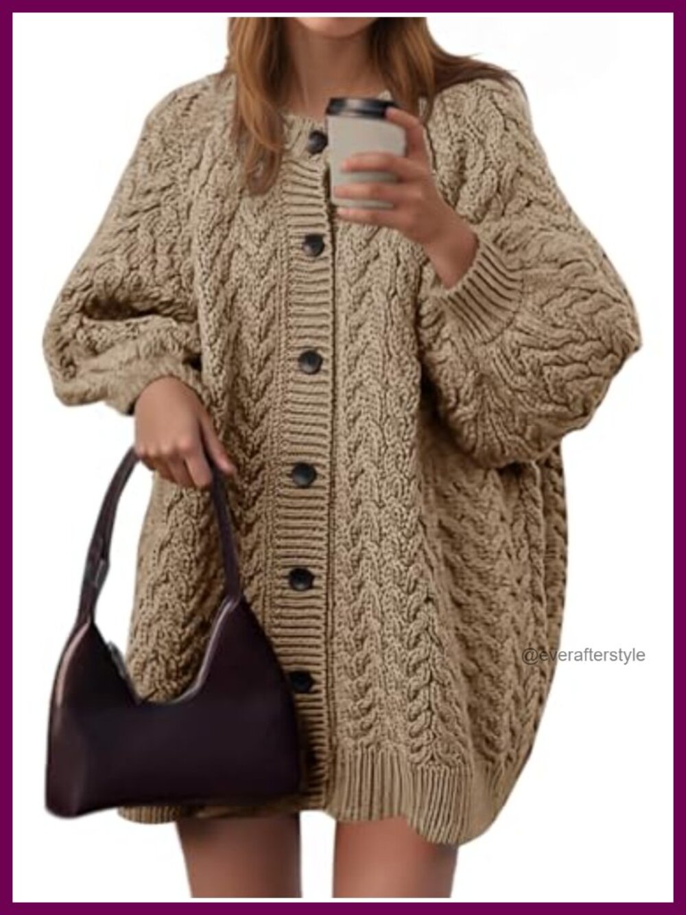 Oversized Cable Knit Cardigan Chunky Button Down Fall Sweater